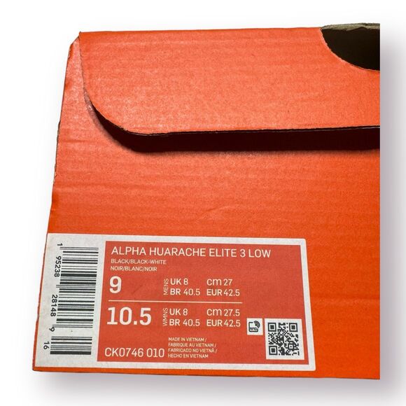 Nike Low Baseball Cleats Size‎ 9 Alpha Huarache Elite 3 CK0746-010 Black/White - Picture 3 of 12